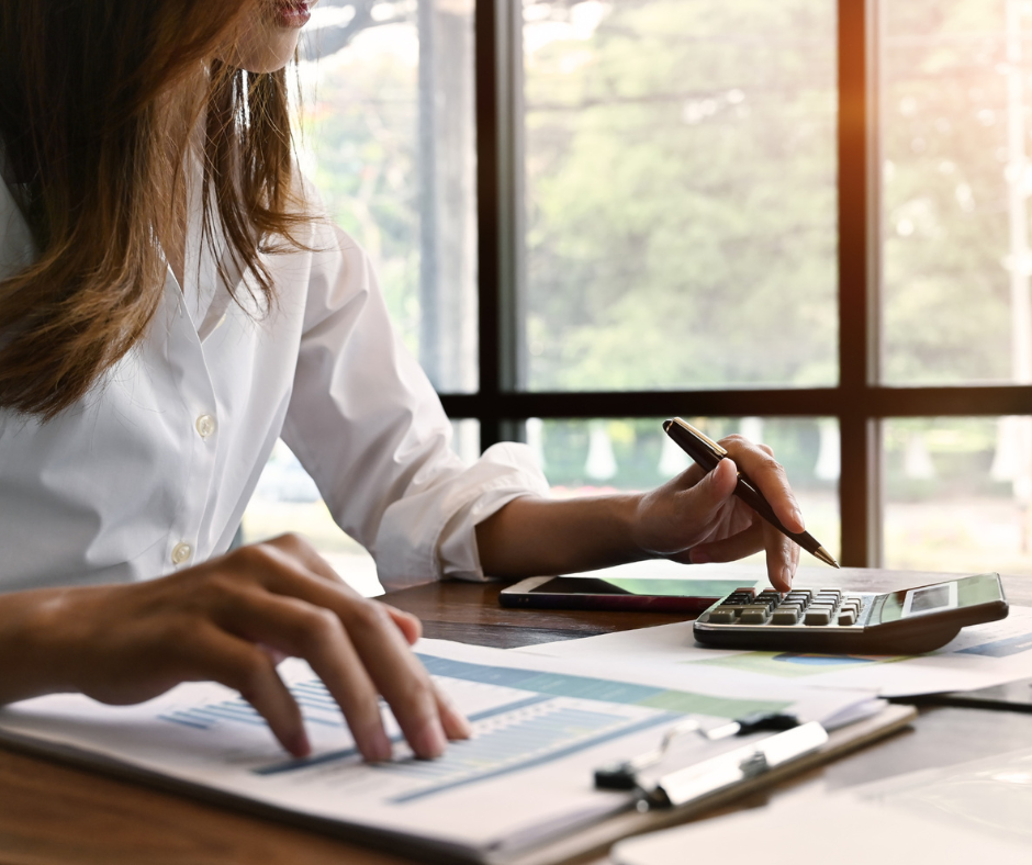 Woman studying numbers